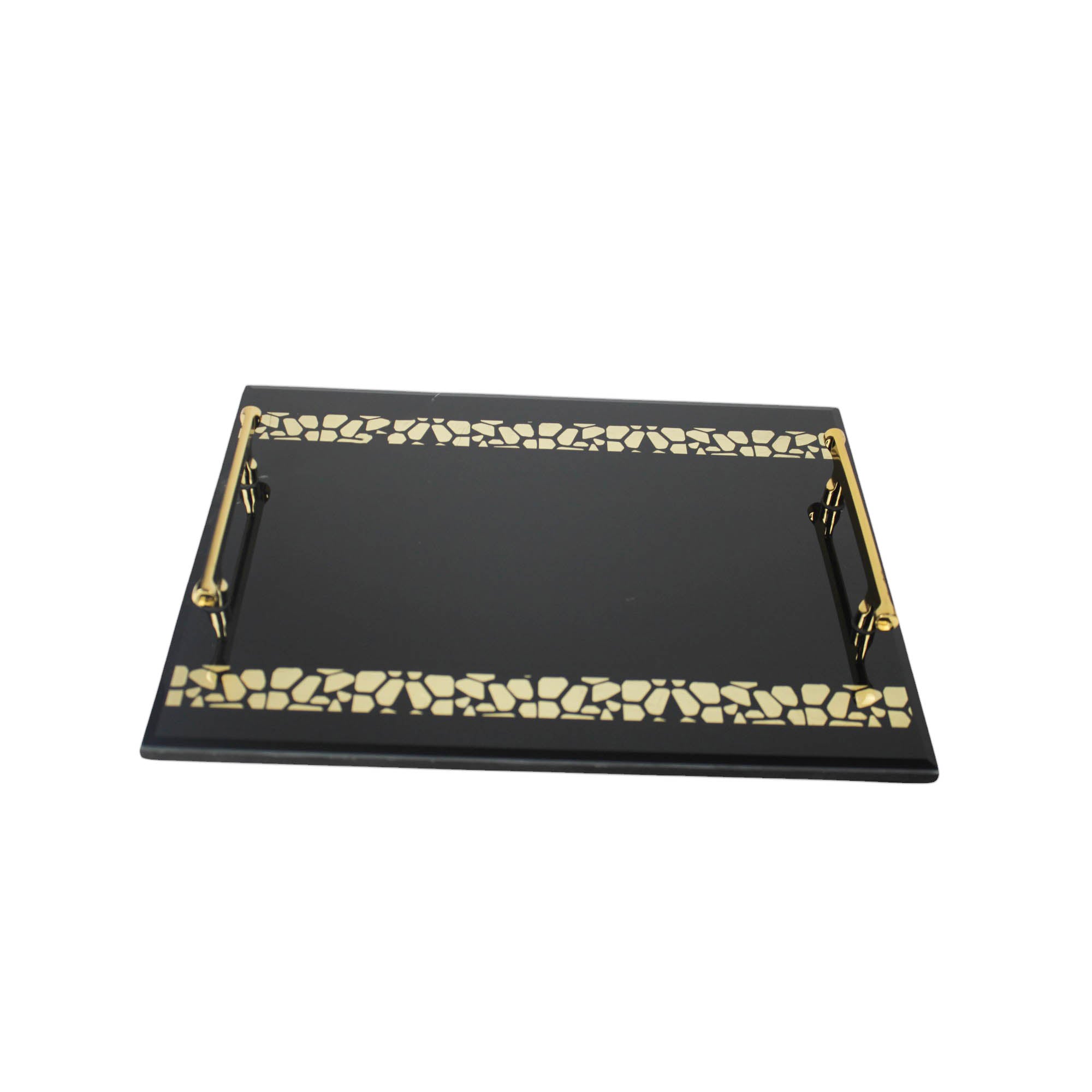 Premium Designer Black Glass Tray Set of Two